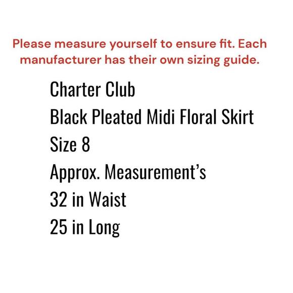 Charter Club Black Green Blue A-Line Pleated Cotton Floral Skirt Size 8 Spring - Picture 5 of 8